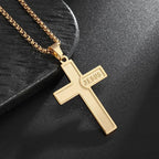 Vintage Christian Jesus Cross Stainless Steel Pendant Little Angel Prayer Necklace Men Women Faith Amulet Jewelry