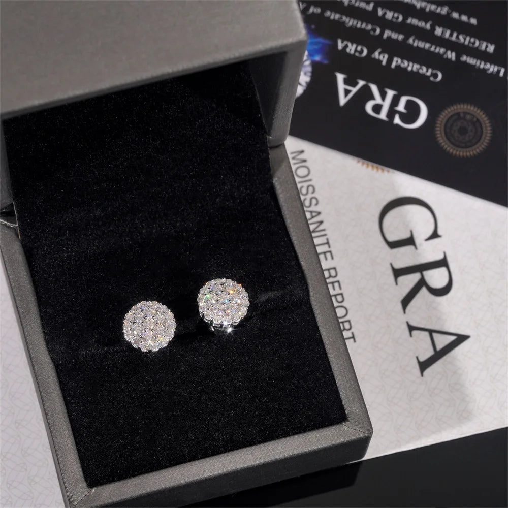 Full Moissanite D Color Women's Men Hip-hop Earrings 925 Sterling Silver Screw Ear Stud High Quality Fine Jewelry for Women Gift