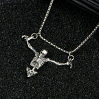 Halloween Punk Style Skull Necklace Retro Accessory Pendant Sweater Chain Halloween Gift Decorative Pendant