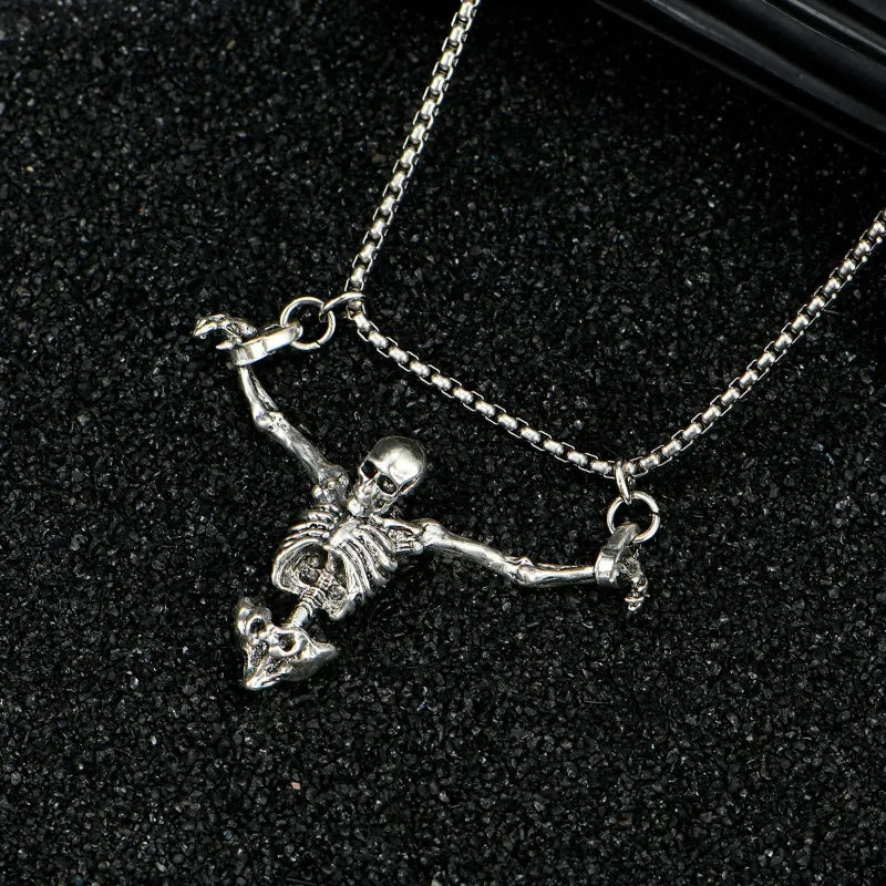 Halloween Punk Style Skull Necklace Retro Accessory Pendant Sweater Chain Halloween Gift Decorative Pendant