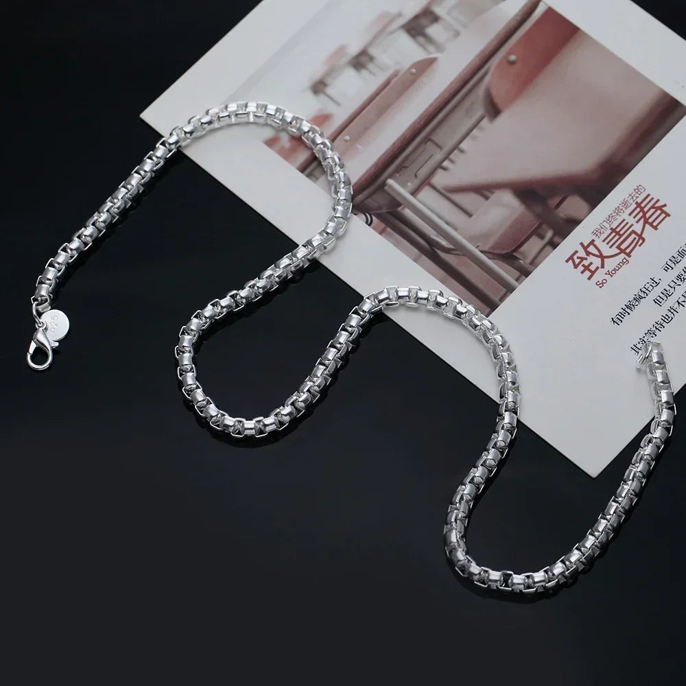 fashion Silver Bracelets necklace Jewelry sets for women men charm 4MM box chain Fashion Party Gifts wedding