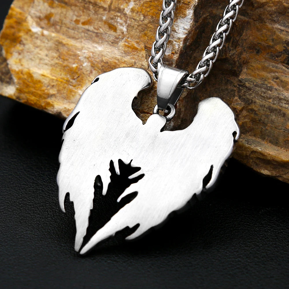 New 316L Stainless Steel Skull With Angel Wings Pendant Necklaces For Men Boys Gothic Hip Hop Biker Jewelry Gifts