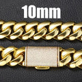 8-14mm Hip Hop Bling Iced Out 18k Gold-plated Stainless Steel Dense Cuban Miami Link Chain Necklaces for Unisex Rapper