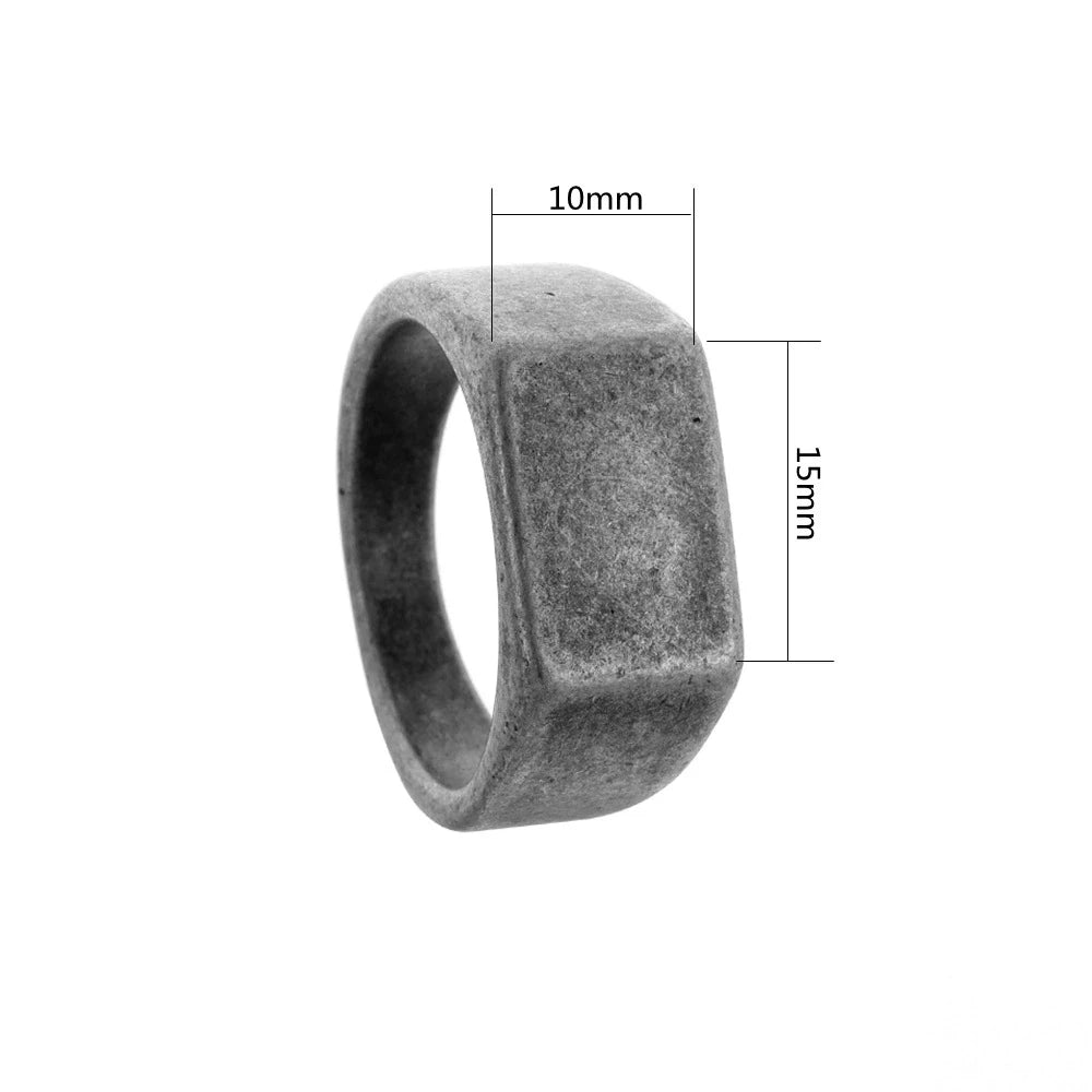 Viking Steel Ring 316L Rune Signet Vintage