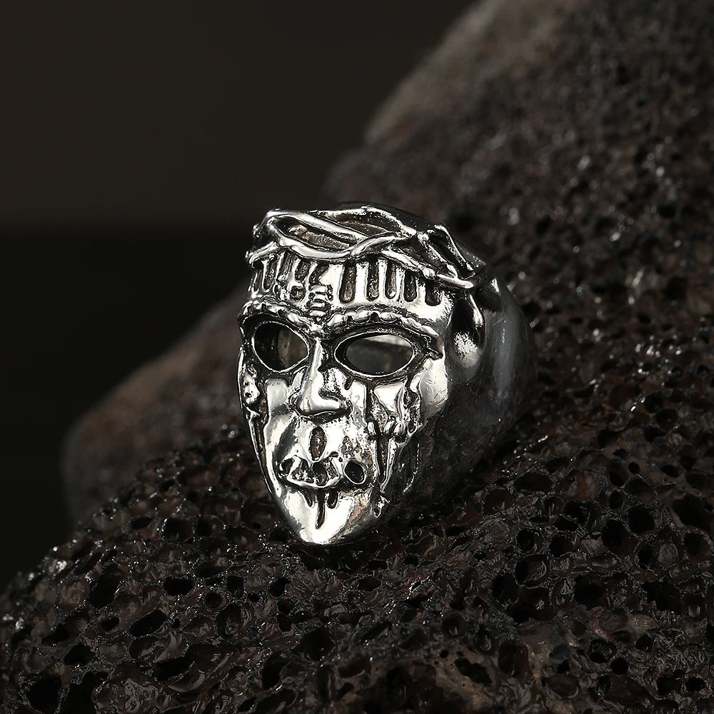 Robot Ghost Skull Open Ring — Stainless Steel