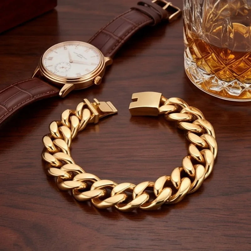17mm Curb Link Chain Bracelet — Stainless Steel