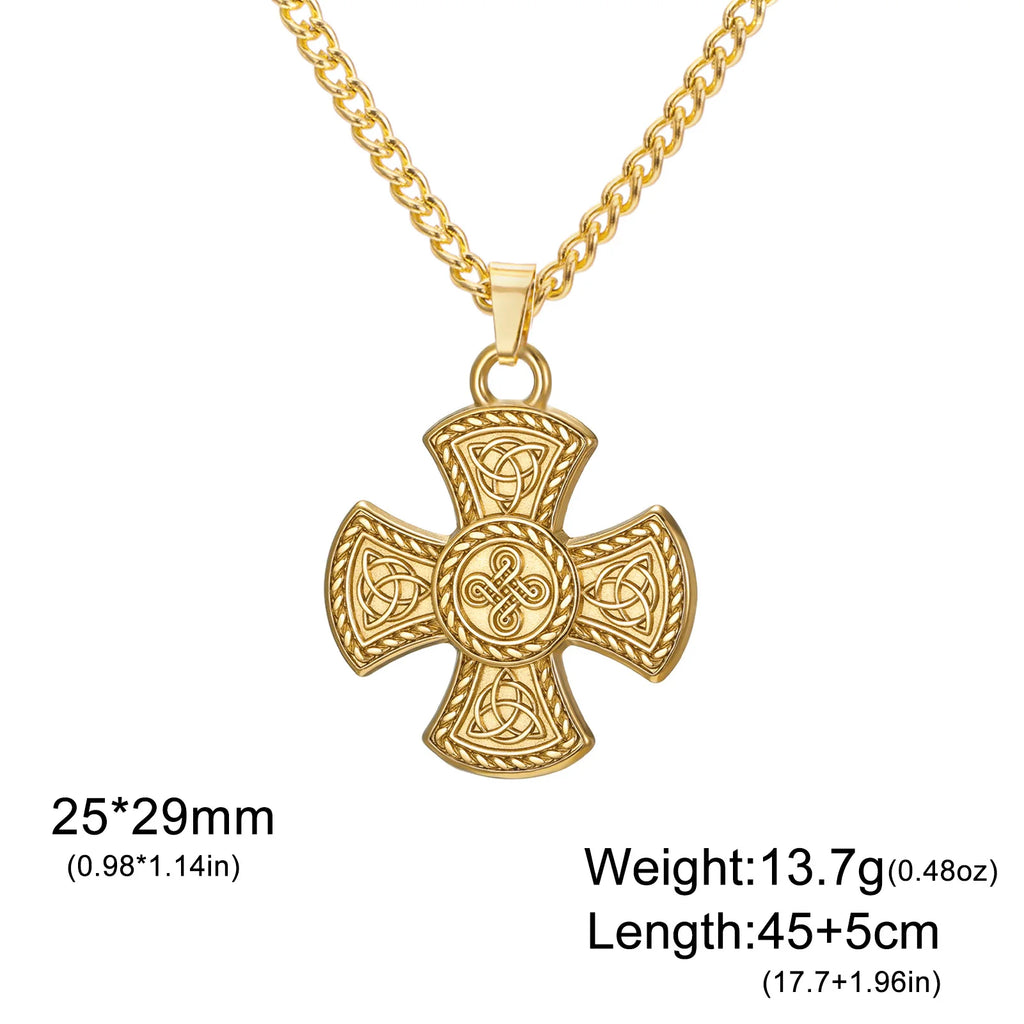 Celtic Trinity Knot Cross Pendant Necklace — Steel