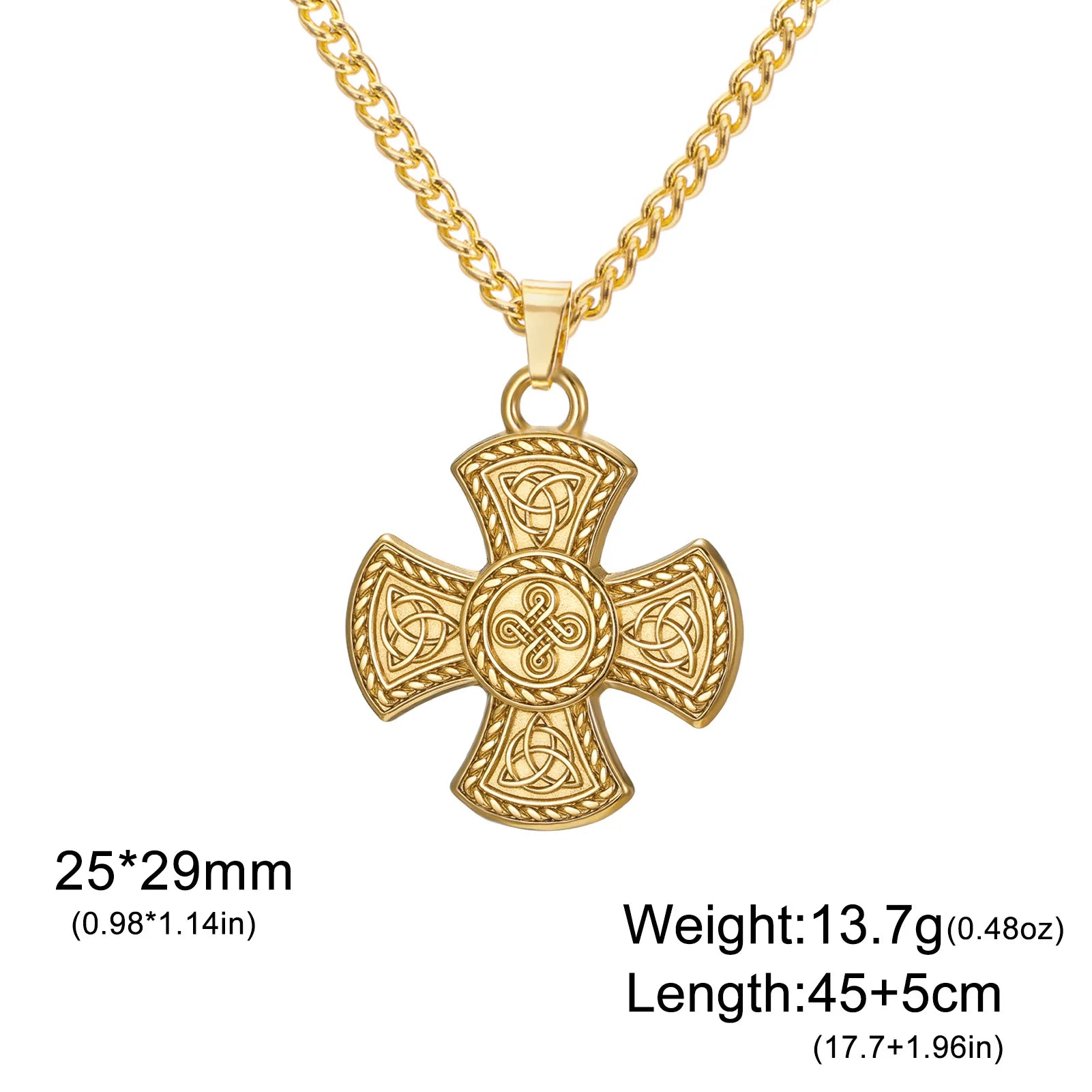 Celtic Trinity Knot Cross Pendant Necklace — Steel