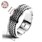 Handmade 12mm Width Real S925 Sterling Silver Lucky Dragon Double Layer Rotatable Closed Dragon Ring For Man Woman Fine