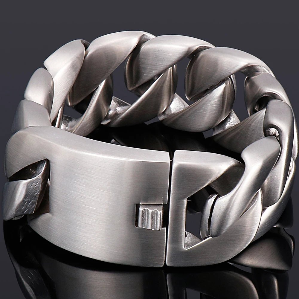 Heavy Metal Powerful 31MM Wide Thick Curb Chain Man Bracelet Men Massive Stainless Steel Men's On Hand Jewelry