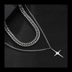 Double Cuban Chain Necklace — Stainless