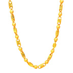 Rice Pattern Carved Necklace Men's 24K Gold AU999 - Thick gold chain for men, striking look for business banquets