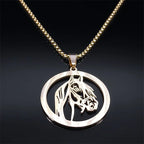 Horses Head Pendant Necklace for Men Women Stainless Steel Crystal Animal Chain Horse Accessories Jewelry Colar