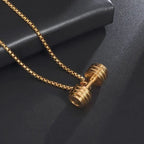 Cool Titanium Steel Dumbbell Pendant Necklace Barbell Fitness Pendant Men and Women Leisure Sports Punk Jewelry