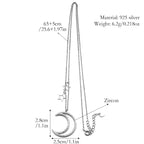 Star Silver Pendant Zircon Sterling Crescent Moon