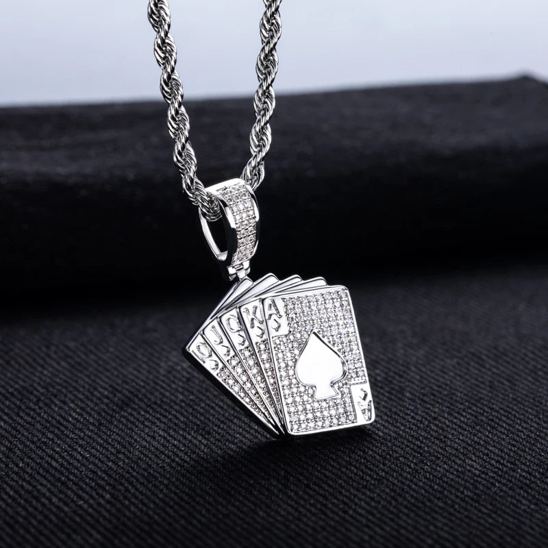 Iced Out Ace of Spades Pendant — 14K Gold
