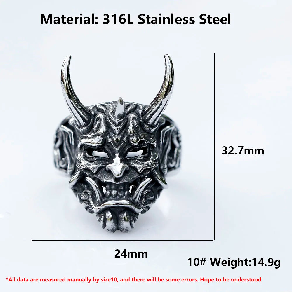 2022 NEW Men's 316L stainless-steel rings Retro Devil Skull Demon gothic punk FASHION Jewelry Gifts free shipping
