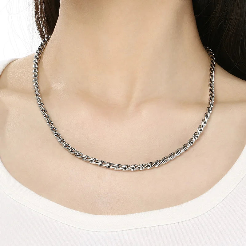 KALEN High Polished Stainless Steel Link Chain Necklace for Men Women Personalized Minimalist Sweater Chain Jewelry Accessories