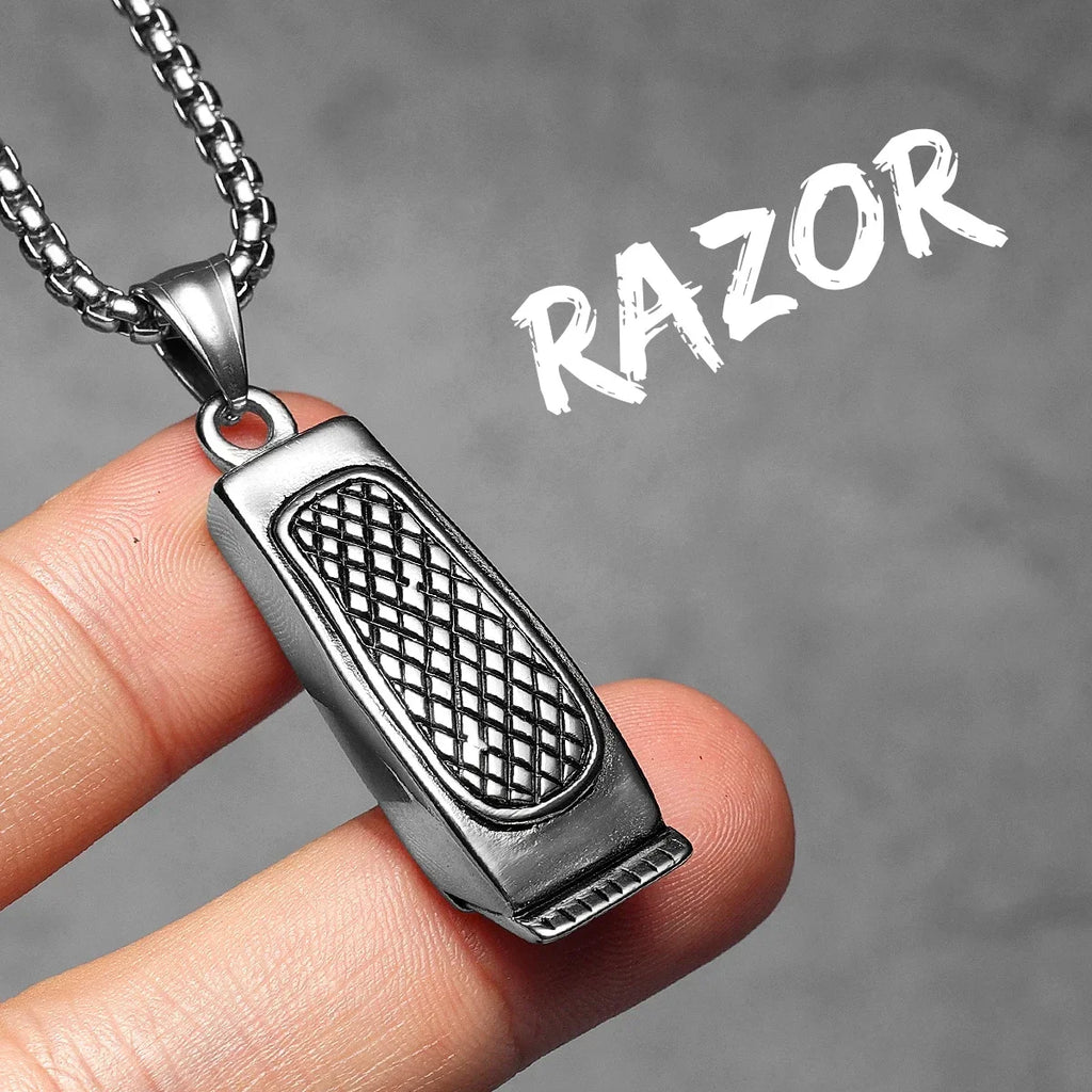 Barber Tools Pendant Necklace — Stainless Steel