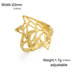 Hollow Geometric Animal Head Adjustable Ring — Stainless Steel