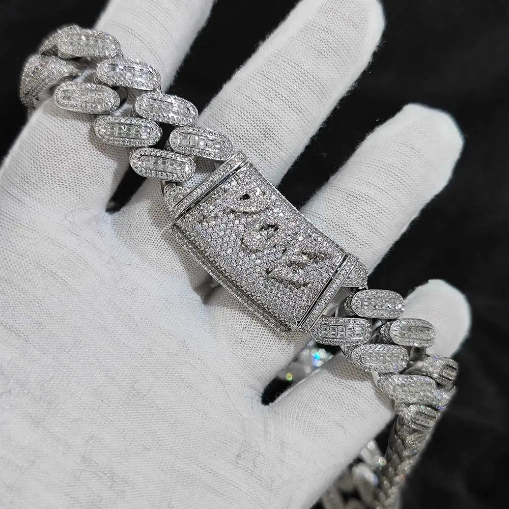 Iced Out Cuban Chain Necklace Stainless Steel 18MM