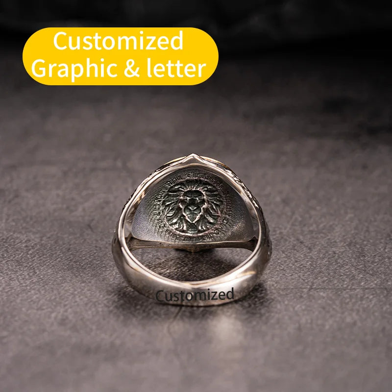 Lion Roar of Glory Silver Ring 925 Ring for men 3D relief frost howl Fashion Jewelry