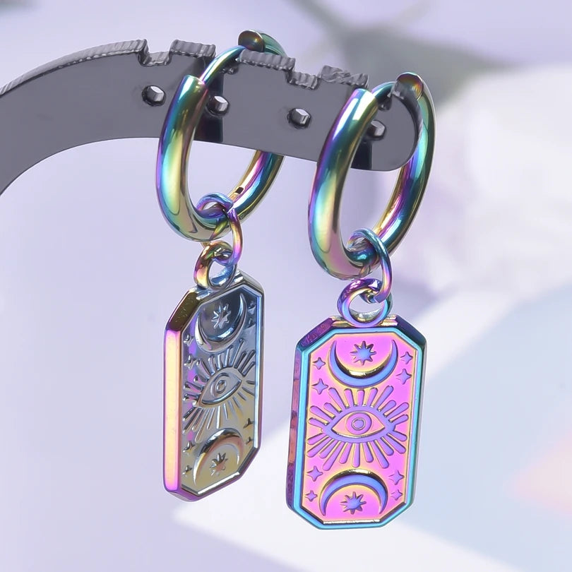 Moon Dangle Huggie Hoop Earrings, Multi-Style — Stainless Steel