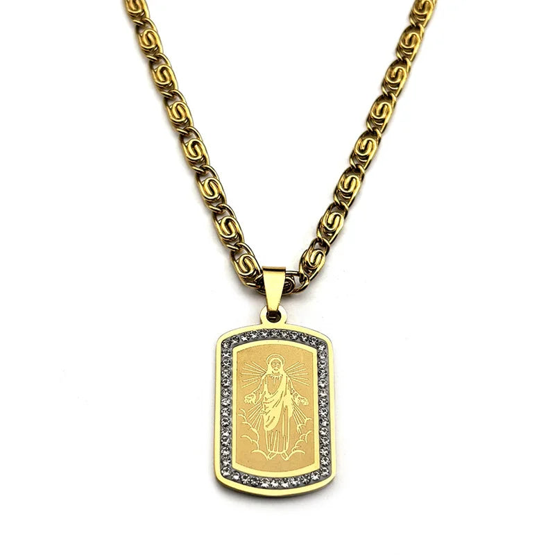 Iced Out Jesus Cross Gold Pendant Necklace
