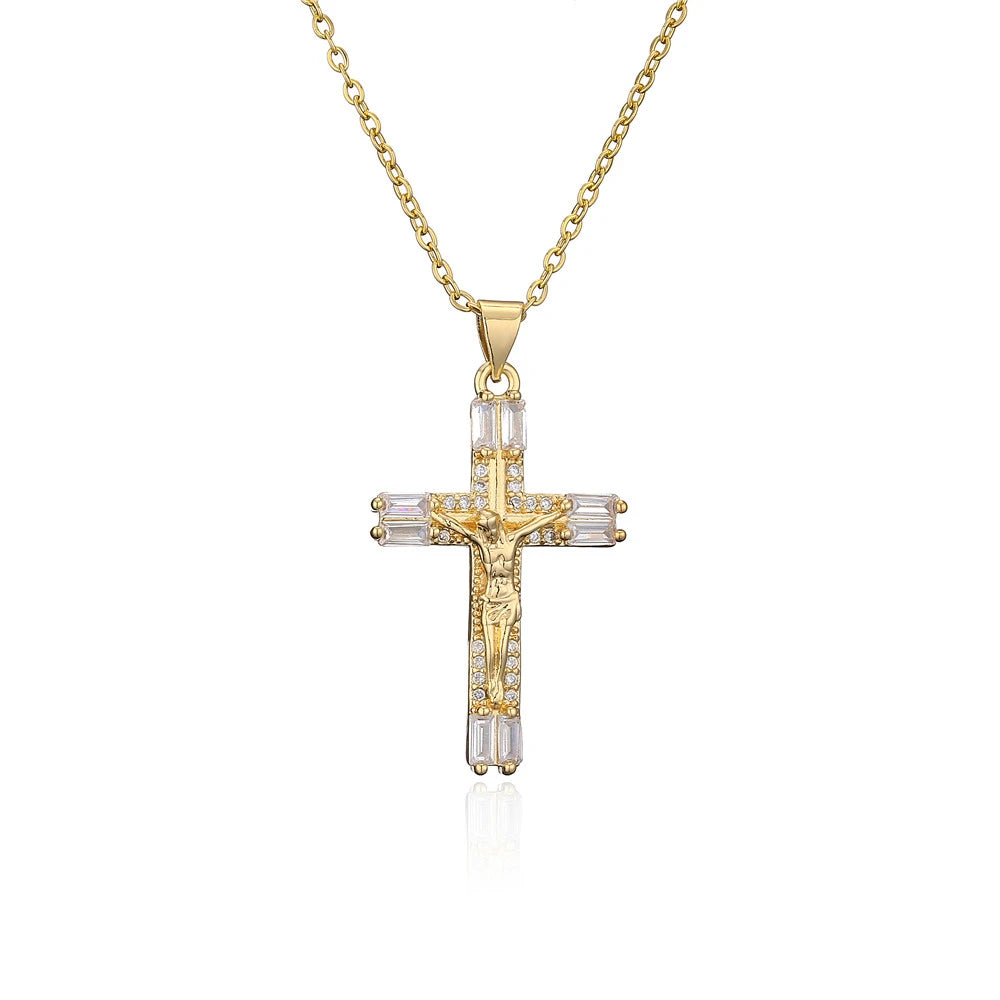 Cross Pendant Necklace — Gold-Tone