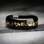 Fashion 8mm Men Stainless Steel Rings Inlay Meteorite Abalone Shell Rings For Men Women Wedding Engagement Band Jewelry