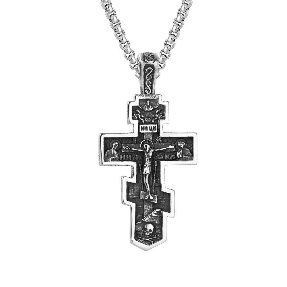 Fashion Stainless Steel Jesus Cross Crucifix Pendant For Men Women Punk Hip Hop Necklace Religion Amulet Jewelry Gifts Wholesale