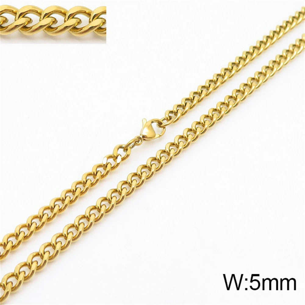 Punk Curb Cuban Link Chain Men Women Stainless Steel Long Necklace Fashion Tide Hip Hop Sweater Accessories Party Jewelry Gifts