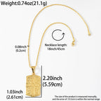 Luxury 24K 9999 Pure Gold real gold Men's Hip-Hop Necklace Vintage Pendant European Cross Embossed Square Brand Pendant