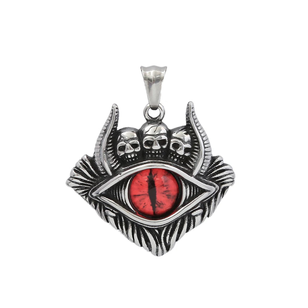 Skull Demon Eye Steel Pendant Vintage