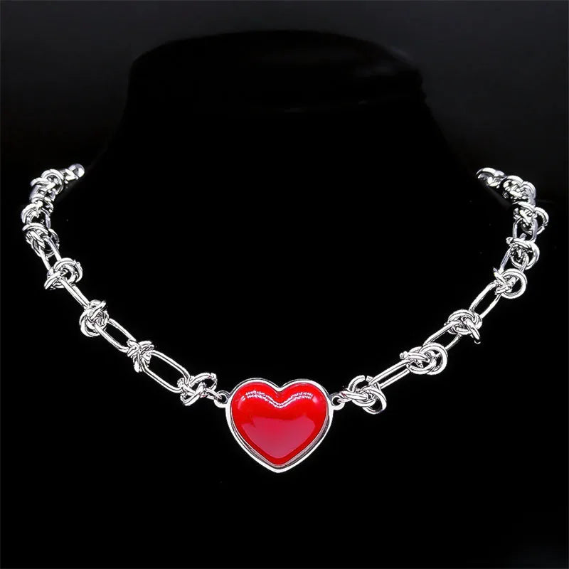 Heart Pendant Necklace Set — Stainless Steel