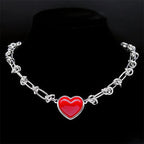 Heart Pendant Necklace Set — Stainless Steel