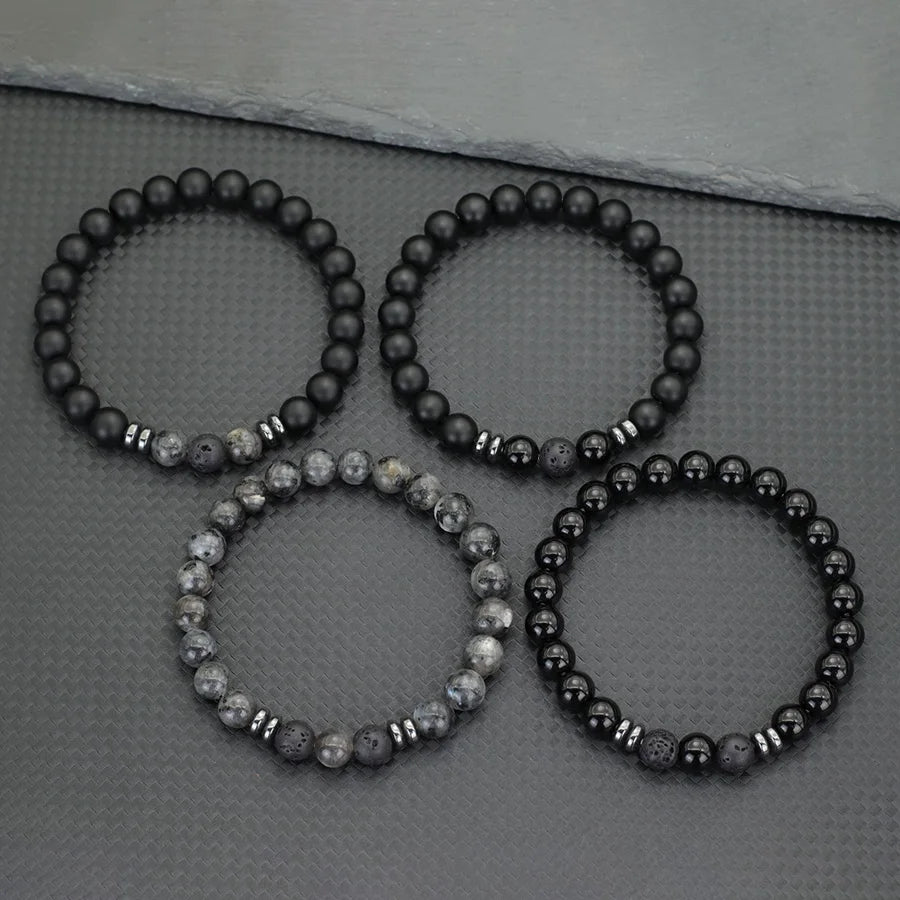 10 Styles 2Pcs Men Bracelet Set 8mm Tiger Eyes Malachite Obsidian Hematite Stone Positive Energy Healing Strand Braslet Homme
