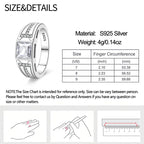 Men's Ring 925 Sterling Silver Couple Rings Square CZ Inlay Minimalist Daily Wear Jewelry Gift for Men Valentine's Day