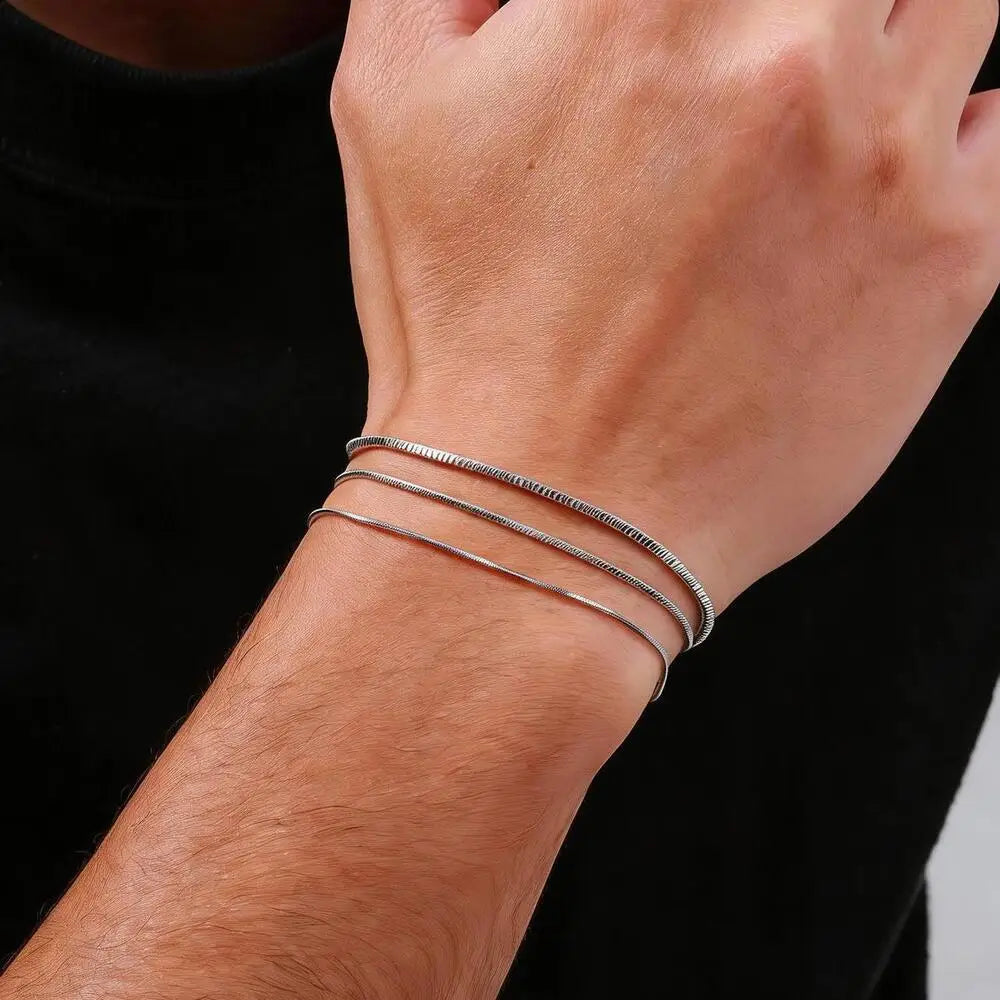 Two-Tone Snake Chain Bracelet — Stainless Steel