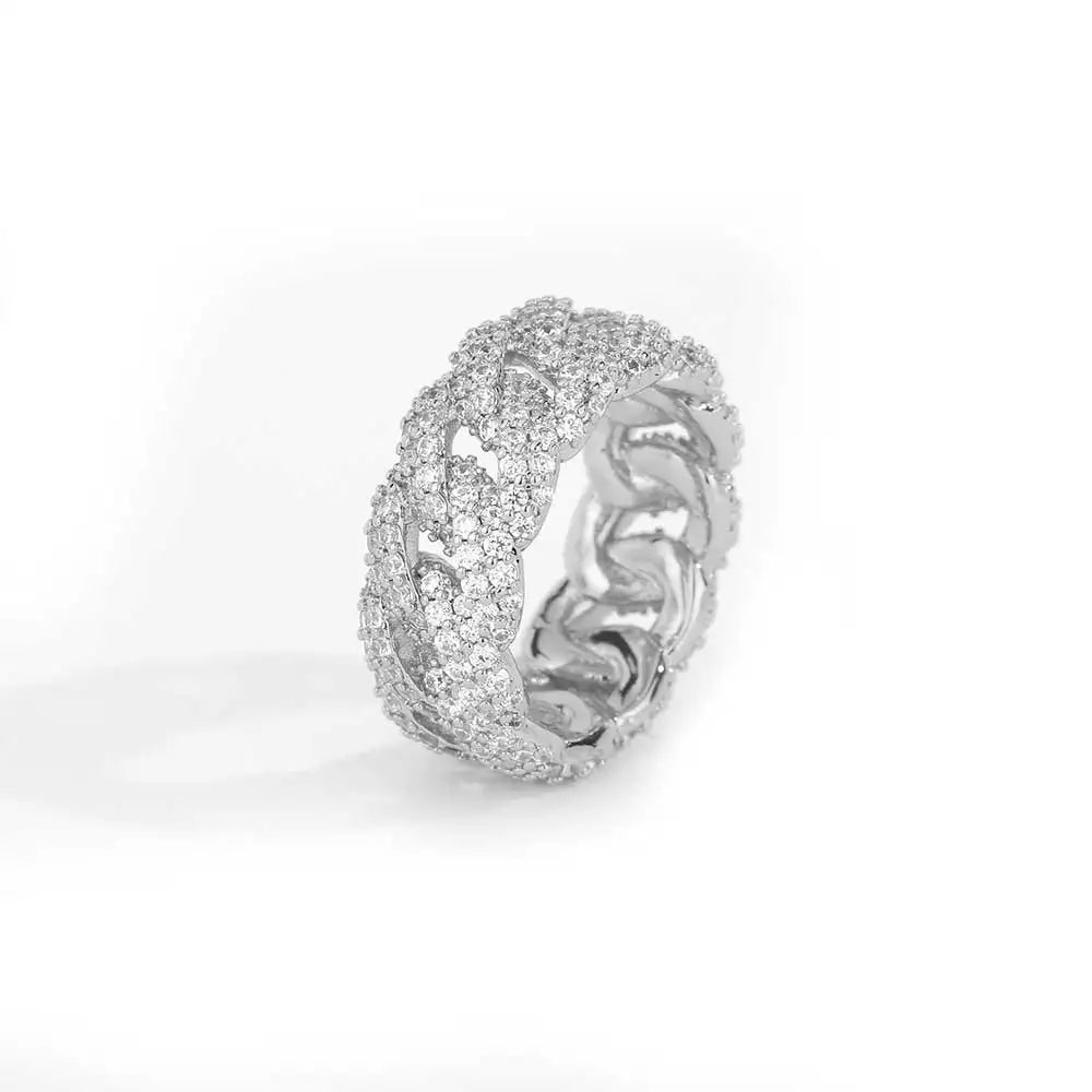 Iced Out Ring Stainless Steel Mesh CZ