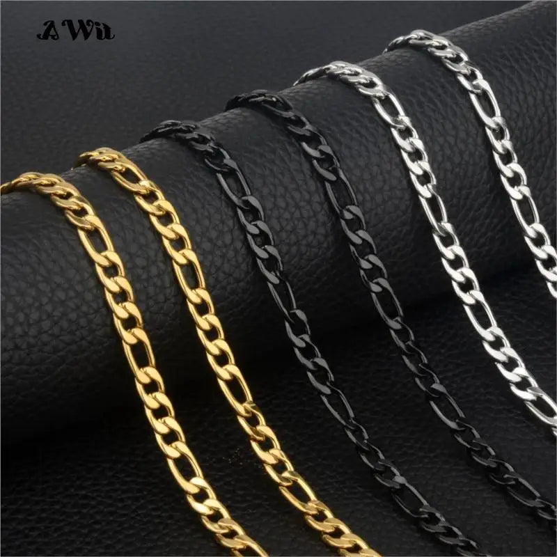 AWit 2022 Fashion Classic Figaro Chain Necklace Men Stainless Steel Long Necklace For Men Women Chain Jewelry