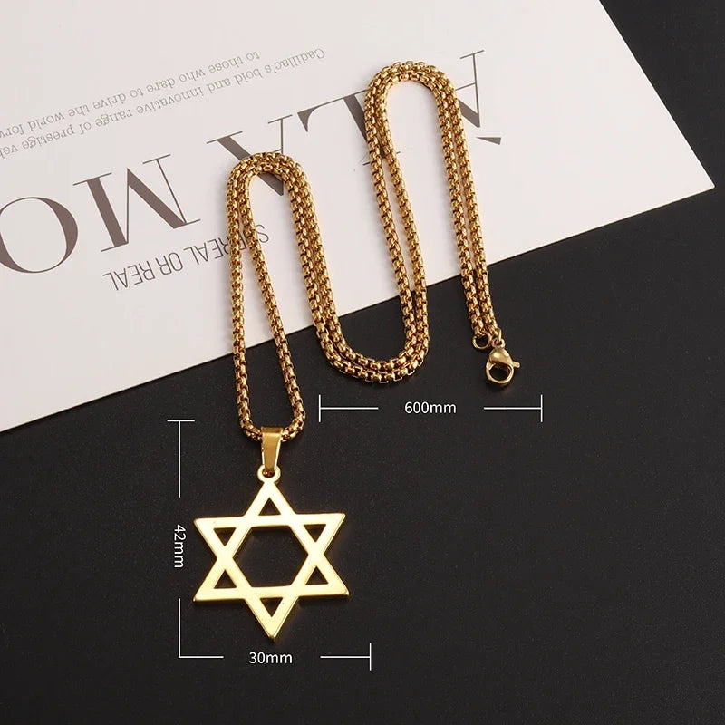 Trendy Mogan David Star Pendant High-Quality Alloy Israel Jewish Star of David Necklace for Men Jewelry
