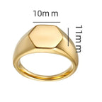 Handmade Highly Polished Stainless Steel 18k Gold Plated Square Geometric Smooth Blank Signet Rings for Women Men