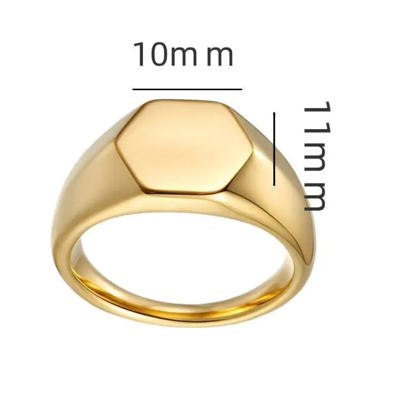 Handmade Highly Polished Stainless Steel 18k Gold Plated Square Geometric Smooth Blank Signet Rings for Women Men