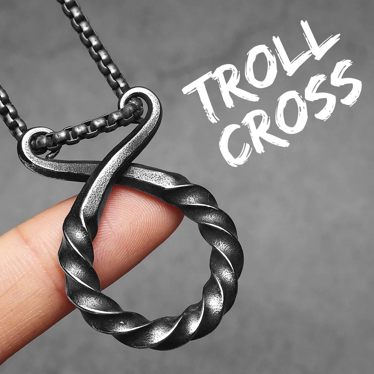 Troll Cross Ancient Amulets Men Necklaces Stainless Steel Pendant Chain Women Punk Fashion Jewelry Accessories Gifts