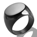 Stainless Steel High Polished Gold Plated Round Smooth Blank Signet Ring for Men Women Fast and Furious Ring Jewelry