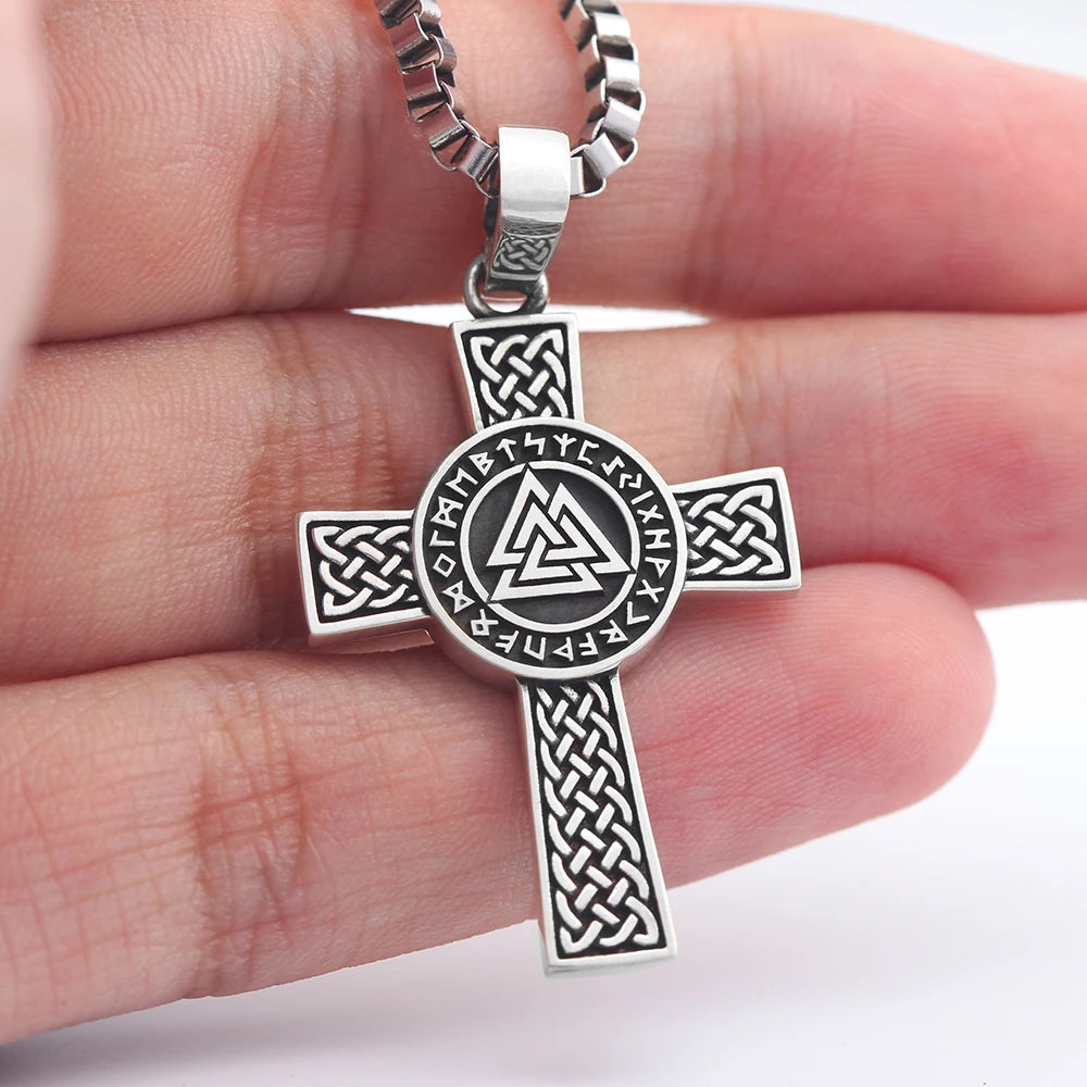 Viking Cross Pendant — Stainless Steel