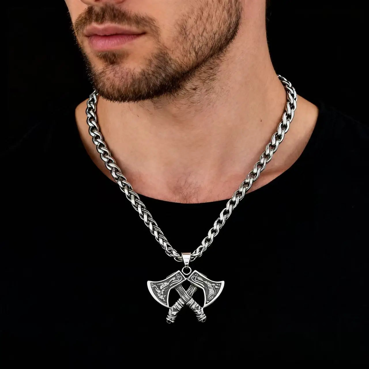 Viking Steel Pendant 316L Warrior Double