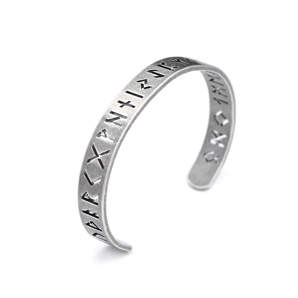 Viking Runes Cuff Bracelet — Stainless Steel