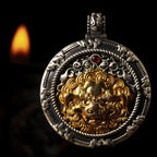 Lion Head Suanni Divine Beast Pendant Necklace — Gold-Tone
